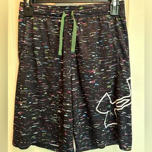 Under Armour youth boys XL athletic shorts black hot pink green basketball sport